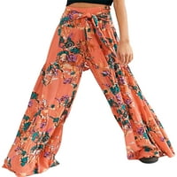 Ženske Ležerne široke hlače za plažu s cvjetnim printom, Boho hlače visokog struka, široke Palazzo hlače za slobodno