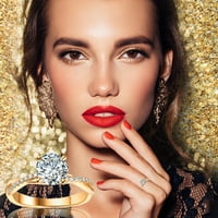 + Ženski srebrni, zlatni prsten s bijelim rhinestonesom vjenčani ukrasi prstenovi veličine 5-11