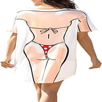 Danceemangoos Women Summer Casual haljina, 3D bikini print okrugli vrat kratki rukavi opuštajte se s jednim komadom