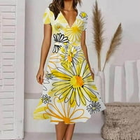 Donje rublje Ležerne ljetne haljine ženske Ležerne elegantne jednobojne haljine s cvjetnim printom u obliku slova