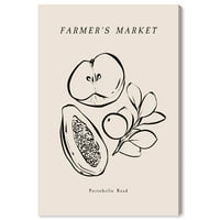 Farmer Market voće hrane i kuhinje zid umjetnosti crni 16x24