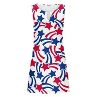 Ljetne haljine za Dan neovisnosti za Žene Ležerne lepršave mini ljuljačke s okruglim vratom s printom haljina