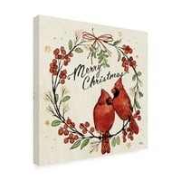 Zaštitni znak likovna umjetnost 'božićne ljubavne ptice xii' platno umjetnost Janelle Penner