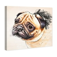 Wynwood Studio životinje zidne umjetničke platnene otiske 'akvarel pug' Psi i štenad - smeđa, crna