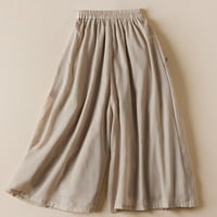 Ženske ljetne hlače široke noge Palazzo hlače casual elastični struk ošišane hlače labave protočne hlače
