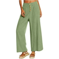 2 Joggers novi s elastičnim strukom Pune dužine široke hlače za kućni odmor prekrasne ženske hlače zelene boje