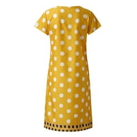 Haljine za žene Mini kratki rukavi iznad koljena ležerno ljetno polka dot V-izrez žuta m