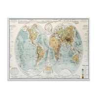 DesignArt 'Drevni svijet mapa II' Rustikalno uokvireno platno zidno umjetnički tisak