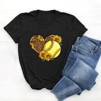 Majice s kratkim rukavima za žene na rasprodaji ljetna modna majica s okruglim vratom s printom bejzbola grafički
