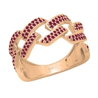 Kolekcija DazzlingRock Okrugla Ruby Out Bling kubanska benda prstena za žene u 18K ružičastom zlatu, Veličina