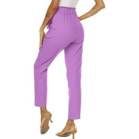 Owordtank Womens casual plus elastična hlača od solidne boje labave s džepovima hlača