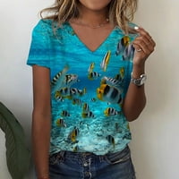 Plus-size ženske ljetne majice, majica s printom, bluza s kratkim rukavima i dekolte u obliku slova a, Ležerne