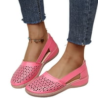 Ženske ljetne ravne sandale bez zatvaranja, lagane mokasine u ružičastoj boji, veličine 4,5
