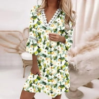 Žene casual ljetne haljine rukava zabava tunika swing casual print čipka V-izrez midi haljina za odmor za odmor
