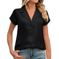Ženske bluze modno casual gumb s V-izrezom dolje košulje Čvrsta boja kratka rukava ležerni bluza bluza zabava
