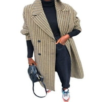 Žene Trench kaput s dvostrukim nosačima nadmašuje džep mekanog dugih vanjskih kaputa srebra l