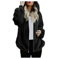 Iopqo kapuljače za žene žene s kapuljačom kaputa zima topla vuna džepovi patentnih zatvarača pamučni kaput nadmašuju