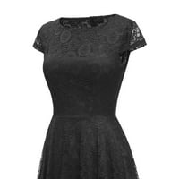 Haljine za žene a-line asimetrična ležerna ljetna čipkasta haljina bez rukava s okruglim vratom, Crna a-list
