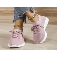 ; / Ženske prozračne ravne cipele s niskom beretkom putničke tenisice Udobne cipele za hodanje na vezanje ružičaste