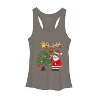 Smiješno slatka Djeda Mraza i božićni gmaz by Tree Womens Grey Heather Graphic Racerback Tank Top - Dizajn ljudi