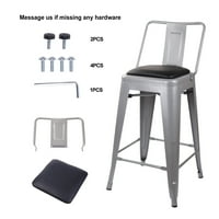 Dizajnerska grupa siva srednjeg pulta visina metalne barske stolice s veganskim kožnim sjedalom, set od 6