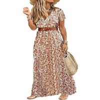 Ženske vrećaste maksi haljine s cvjetnim printom, labava ljetna haljina na plaži, svečana Vintage duga haljina
