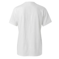 Fabiurt košulje za žene ženske ružičaste tiskane kratke rukave O vrat majica gornja bluza, bijela