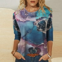 Ženska majica kratkih rukava s okruglim vratom, majica s printom u boji, top, Ležerne udobne duge majice, ženske