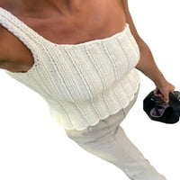 Coduop žene pleteni tenk gornji dio majice za rame majice bez rukava nepravilni vrhovi cami prsluk