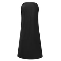 Ljetne haljine za žene bez rukava a-line mini modni tiskani okrugli dekolte haljina crno s