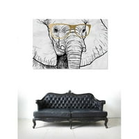 Wynwood Studio Animals Wall Art Canvas Otisci 'slone i zlatne naočale' Kućni dekor, 45 30