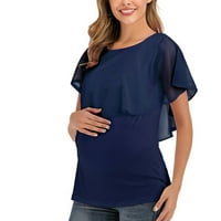 Ženske trudnice za njegu šifona bluza dojenje vrhovi labava košulja bijela l
