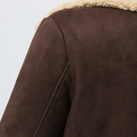 Zimske smeđe jakne za muškarce jeseni i plus veličine kaputa ovratnik dugi rukavi podstavljena kožna jakna Vintage