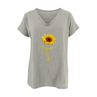 Ženske bluze Ženske majice s kratkim rukavima Suncokret tiskani V-izrezi