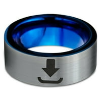 Volfram prsten za muškarce i žene udobno pristajanje plava ravna rez, mat siva, polirana