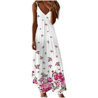 Haljine za žene, ležerna haljina Plus veličine s cvjetnim printom i leptirom, izrez u obliku slova u, Maksi duga
