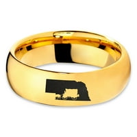 Zaručnički prsten od volframa u Nebraski za muškarce i žene udobno pristajanje 18K žuto zlato s poliranom kupolom