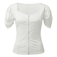 Majice s kratkim rukavima, majice za žene, ženske elegantne casual majice, poslovne radne bluze, bijele košulje