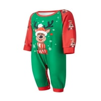 Sretan Božić, odgovarajući setovi pidžame za cijelu obitelj, vrhovi dugih rukava s printom losa, rastezljive hlače,