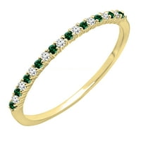 Zaručnički prsten iz kolekcije A. H. okrugli zeleni kubični cirkonij koji se izmjenjuje s bijelim dijamantom za