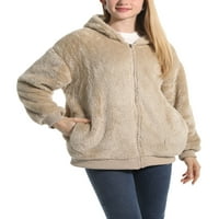 Ženska zimska topla jakna s kapuljačom s patentnim zatvaračem, opušteni casual kardigan s džepovima za vanjsku