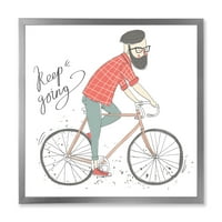 DesignArt 'Hipster Man vozeći bicikl' Dječja umjetnost uokvirena umjetničkim printom