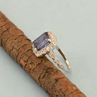 9x Octagon oblik Tanzanit CZ Sterling Silver Pasijans Akcents Ženski vjenčani prsten