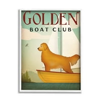 Stupell Industries Boat Club Dog plovidba grafička umjetnost bijela uokvirena umjetnička print zidna umjetnost,