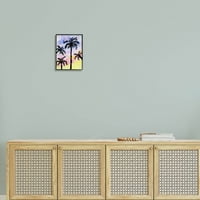 Palm Tree Silhouettes Sunset Sky Botanički i cvjetna grafička umjetnost crna uokvirena umjetnička print zidna