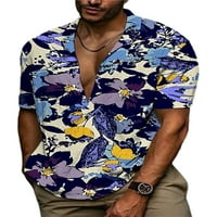 Niuer muškarci vrhovi gumb dolje majice majice Ljetne košulje uobičajene majice s kratkim rukavima u bluzu jezero
