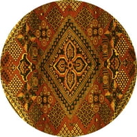 Tvrtka Aludes strojno pere okrugle tradicionalne perzijske Prostirke žute boje za unutarnje prostore, promjera