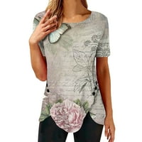 Cotonie moda casual seksi tiskani položaj ispis nepravilni rub gumb majica kratki rukavi majica gornja bluza velika