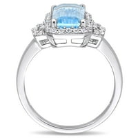 Miabella Women's 4-Carat T.G.W. Sky plavi topaz izrezani i okrugli bijeli topaz sterling srebrni halo prsten