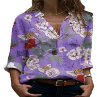 Košulje s cvjetnim printom casual uredska košulja s dugim rukavima, svijetlo ružičasta 5-inčna majica s bluzom
